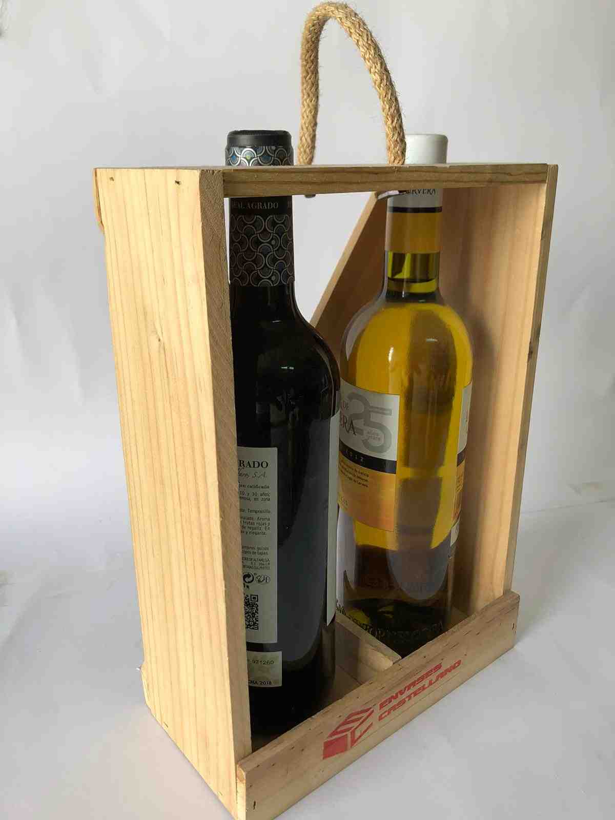 Final Belicoso Siesta Cajas de madera descubierta para 2 botellas de vino | Cajas para vinos